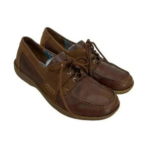 Born Offshore Size 12 EU 46 Leather Waterproof Lace Up Boat Shoes Moc Brown